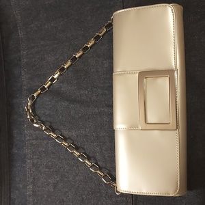 Clutch Shoulder bag  Gray Patent Leather Vintage